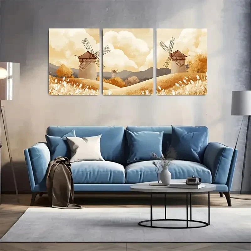 3pcs Serene Summer Countryside Scene Metal Print Ready to Hang Art