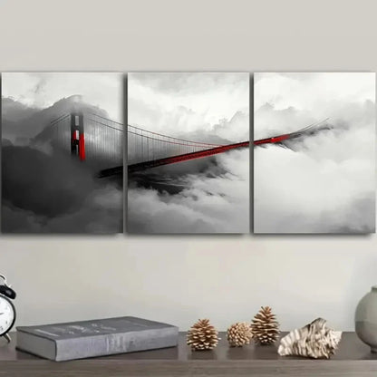 3pcs Golden Gate Bridge Scenic View Metal Print Ready to Hang Art