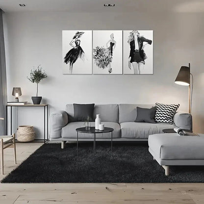 3pcs Abstract Fashion Women Silhouette Metal Print Ready to Hang Art