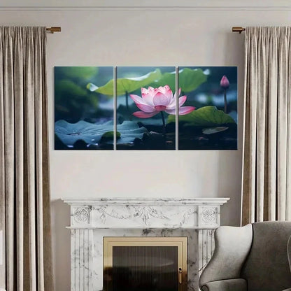 3pcs Serene for Lotus Flower & Water Lilies Wall Art Set Canvas Framed 40x60cm - High Quality Print 100% Australian Made Wall Canvas Ready to Hang