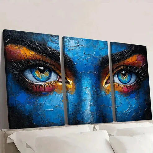 3pcs Colorful Acrylic Face Artwork EW Wall Art Set Canvas Unframed - High Quality Print 100% Australian Made Wall Canvas