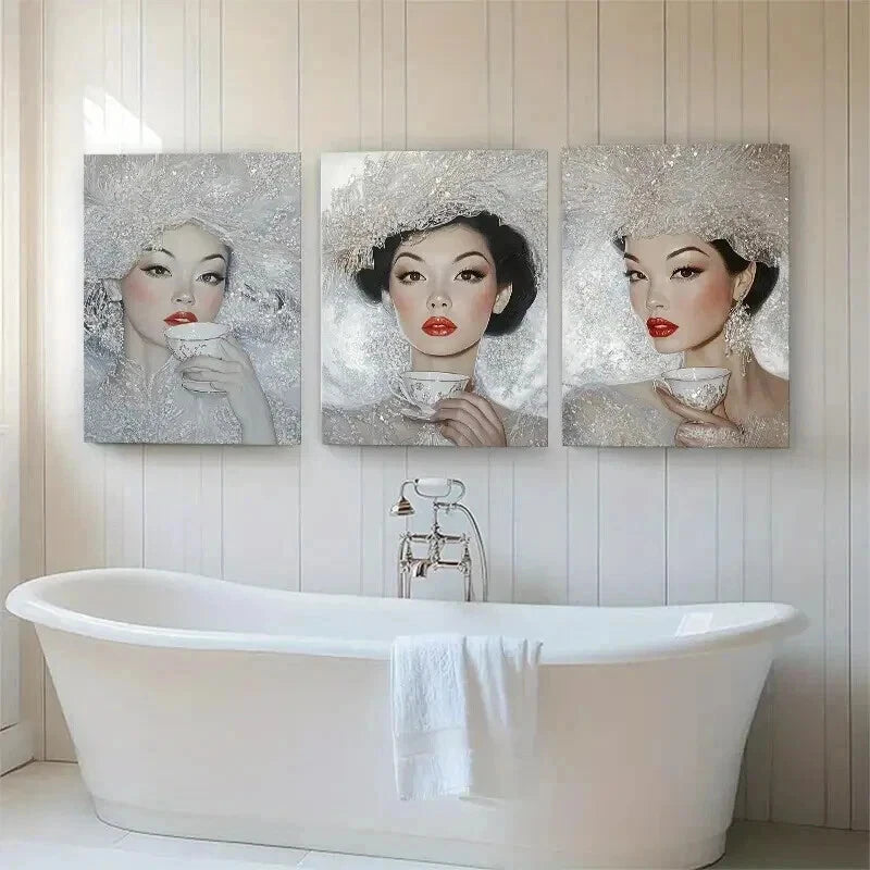 3pcs Elegant Woman Glamour Portrait Perfect Wall Art Set Canvas Framed 40x60cm - High Quality Print 100% Australian Made Wall Canvas Ready to Hang