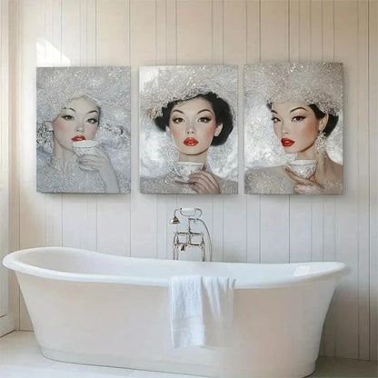 3pcs Elegant Woman Glamour Portrait Perfect Wall Art Set Canvas Framed 40x60cm - High Quality Print 100% Australian Made Wall Canvas Ready to Hang