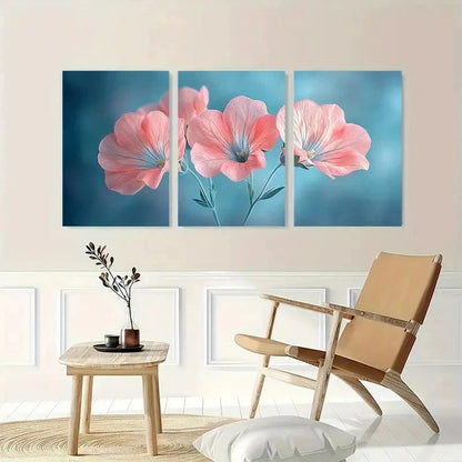 3pcs Pink Sweet Pea Flower Nature Perfect Wall Art Set Canvas Framed 40x60cm - High Quality Print 100% Australian Made Wall Canvas Ready to Hang