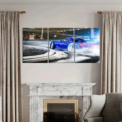 3pcs Modern Sports Supercar Drifting Print Wall Art Set Canvas Framed 40x60cm - High Quality Print 100% Australian Made Wall Canvas Ready to Hang