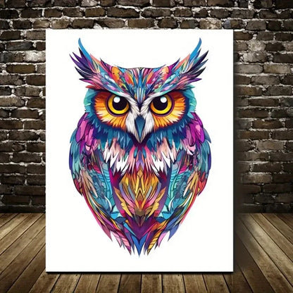 Beautiful Vibrant Owl Contemporary Painting 40x60cm Metal Print Ready to Hang