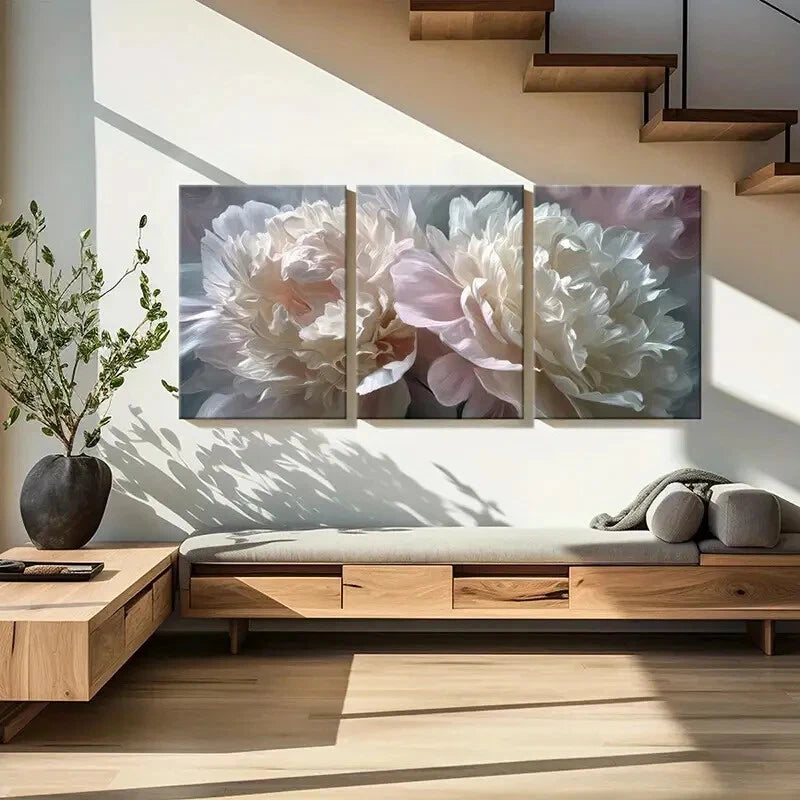 3pcs Floral Abstract Design Luxurious Texture Metal Print Ready to Hang Art