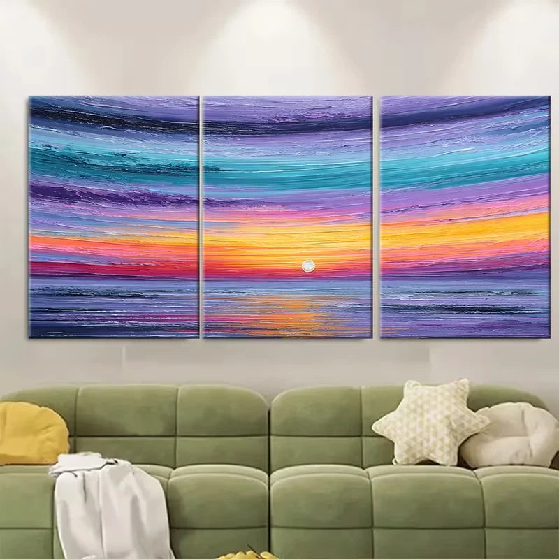 3pcs Colorful Abstract Natural Landscape Metal Print Ready to Hang Art