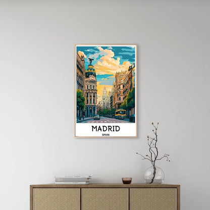 Madrid Spain Iconic Spanish Landmarks Travel Poster Print Wall Art - Bella Home Decor