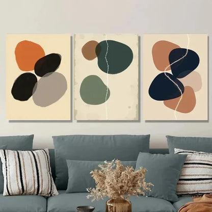 3pcs Modern Abstract Minimalist Vibrant Orange Wall Art Set Canvas Framed 50x70cm - High Quality Print 100% Australian Made Wall Canvas Ready to Hang