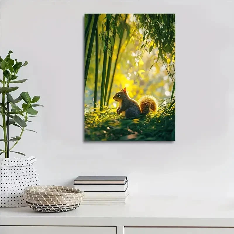 Serene Bamboo Grove Scene Ethereal Glow Painting 40x60cm Metal Print Ready to Hang
