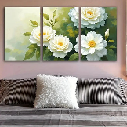 3pcs White Roses Botanical Wall Art Set Canvas Framed 60x90cm - High Quality Print 100% Australian Made Wall Canvas Ready to Hang