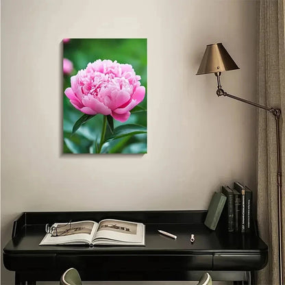 Vibrant Pink Peony with Green Stems 40x60cm Metal Print Ready to Hang