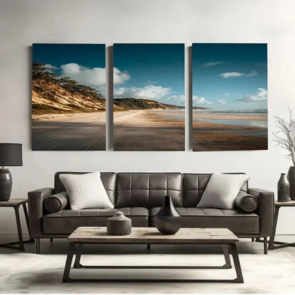 3pcs Fraser Island Beach Road, Australia Wall Art Set Canvas Framed 60x90cm - High Quality Print 100% Australian Made Wall Canvas Ready to Hang