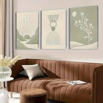 3pcs Sage Green Abstract Wall Art Set Canvas Framed 40x60cm High Quality Print 100% Australian Made Wall Canvas Ready to Hang