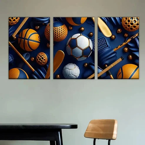 3pcs large screen with soccer theme Wall Art Set Canvas Unframed - High Quality Print 100% Australian Made Wall Canvas