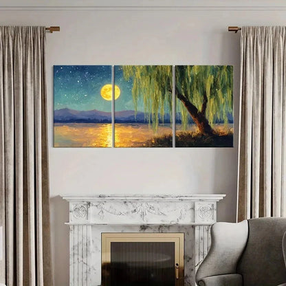 3pcs Serene Starry Sky Reflections Mountain Metal Print Ready to Hang Art