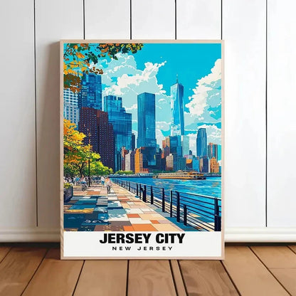 New Jersey NYC Metropolitan Area Cityscape Travel Poster Print Wall Art