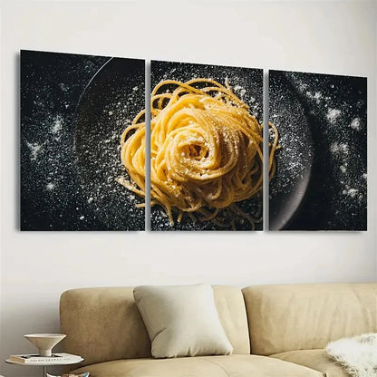 3pcs Italian Food Spaghetti Pasta Kitchen Art Wall Art Set Canvas Framed 40x60cm - High Quality Print 100% Australian Made Wall Canvas Ready to Hang