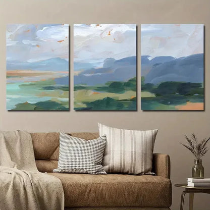 3pcs Abstract Ocean Mountain Landscape Wall Art Set Canvas Unframed - High Quality Print 100% Australian Made Wall Canvas