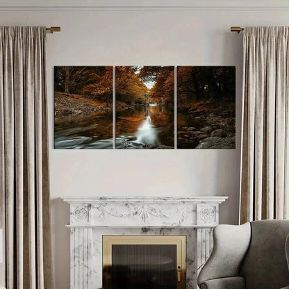 3pcs River and Trees Modern Nature Landscape Wall Art Set Canvas Framed 40x60cm - High Quality Print 100% Australian Made Wall Canvas Ready to Hang