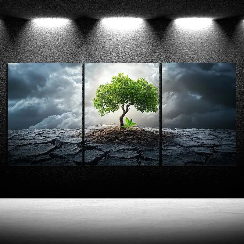3pcs Plant with Great Vitality Nature Scenery Metal Print Ready to Hang Art
