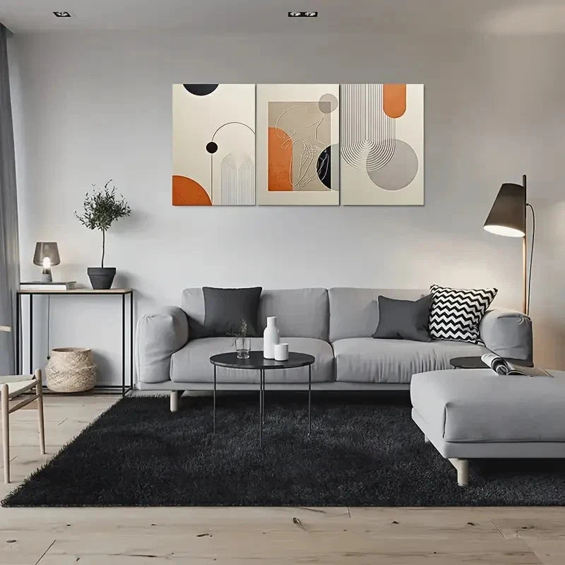 3pcs Abstract Modern Geometric Metal Print Ready to Hang Art