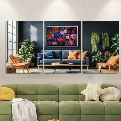3pcs Osaka Flower Colourful Floral Gallery Wall M Metal Print Ready to Hang Art