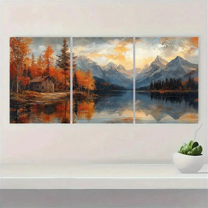 3pcs Lake Brooks Lake House Metal Print Ready to Hang Art