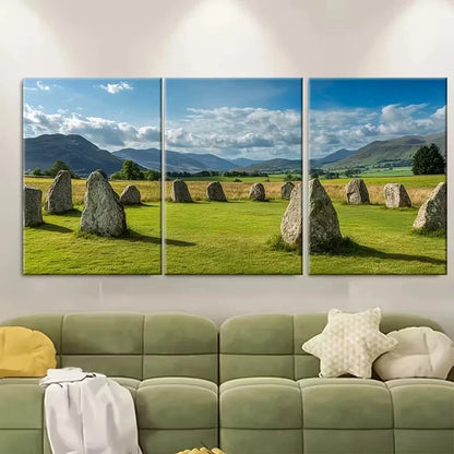3pcs Lake District Castlerigg Stone Circle Wall Art Set Canvas Framed 50x70cm - High Quality Print 100% Australian Made Wall Canvas Ready to Hang
