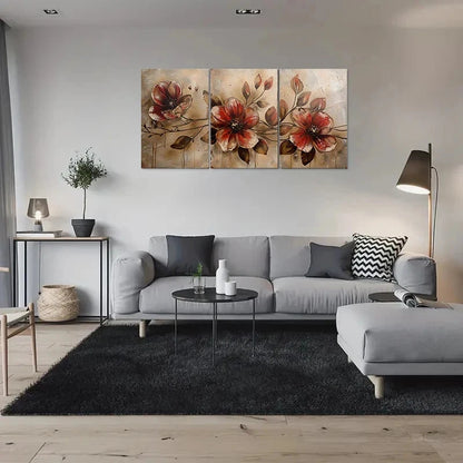 3pcs Abstract Flower Modern Painting Metal Print Ready to Hang Art