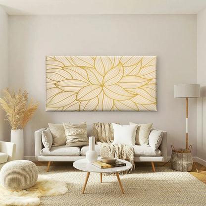 Abstract Golden Lines Design Wall Art Canvas Office Home Room Framed 120x60cm