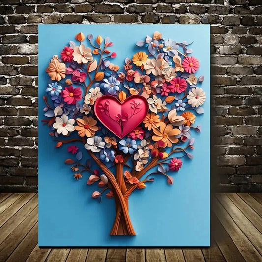 Beautiful Heart Blossoms Featuring Painting 40x60cm Metal Print Ready to Hang