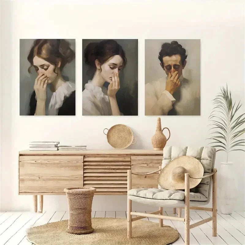 3pcs Modern Classic Retro Style Décor Perfect Wall Art Set Canvas Framed 40x60cm - High Quality Print 100% Australian Made Wall Canvas Ready to Hang