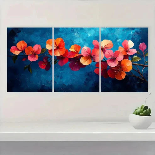 3pcs Vibrant Flora Bougainvilleal FE Wall Art Set Canvas Unframed - High Quality Print 100% Australian Made Wall Canvas