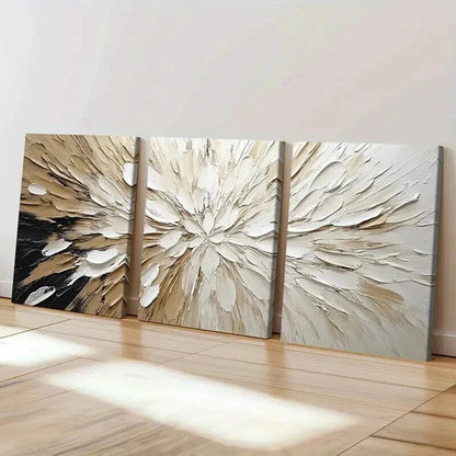 3pcs Abstract Floral Art Neutral Colors Wall Art Set Canvas Framed 40x60cm - High Quality Print 100% Australian Made Wall Canvas Ready to Hang