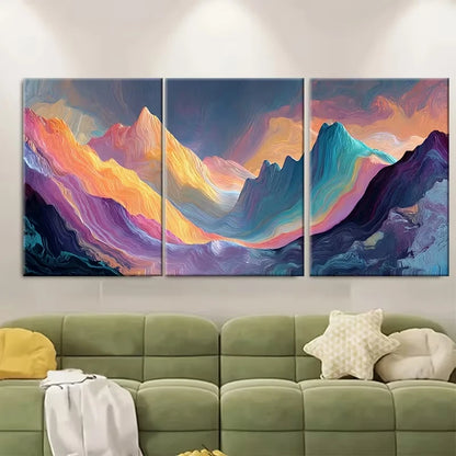 3pcs Abstract Mountain Landscape Metal Print Ready to Hang Art
