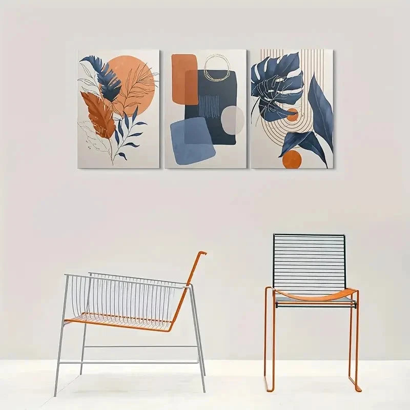3pcs Minimalist Geometric Modern Abstract Metal Print Ready to Hang Art