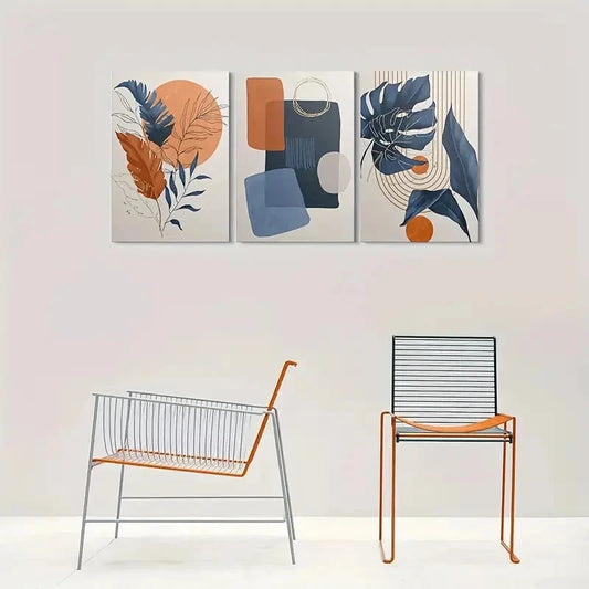 3pcs Minimalist Geometric Modern Abstract Metal Print Ready to Hang Art