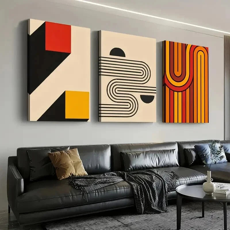 3pcs Bohemian Modern Fashion Line Perfect Wall Art Set Canvas Framed 40x60cm - High Quality Print 100% Australian Made Wall Canvas Ready to Hang