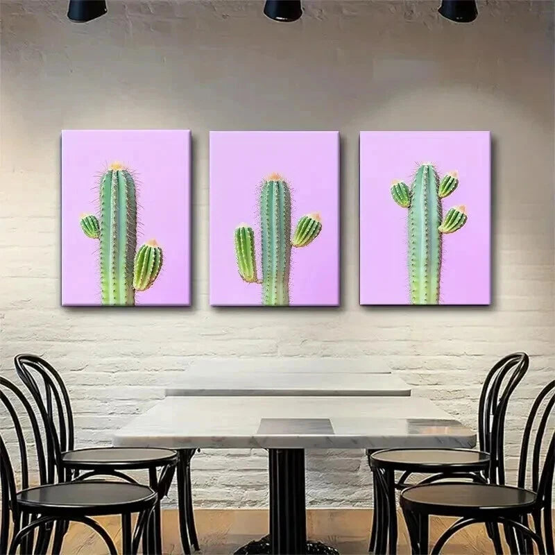 3pcs Cactus Modern Botanical Desert Perfect Wall Art Set Canvas Framed 40x60cm - High Quality Print 100% Australian Made Wall Canvas Ready to Hang