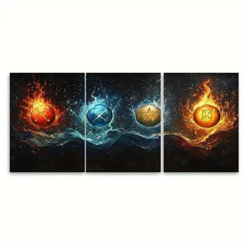 3pcs Four Elements Earth Symbols RI Wall Art Set Canvas Unframed – High Quality Print 100% Australian Made Wall Canvas