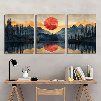 3pcs Mountain Nature Painting Wall Art Set Canvas Framed 50x70cm - High Quality Print 100% Australian Made Wall Canvas Ready to Hang