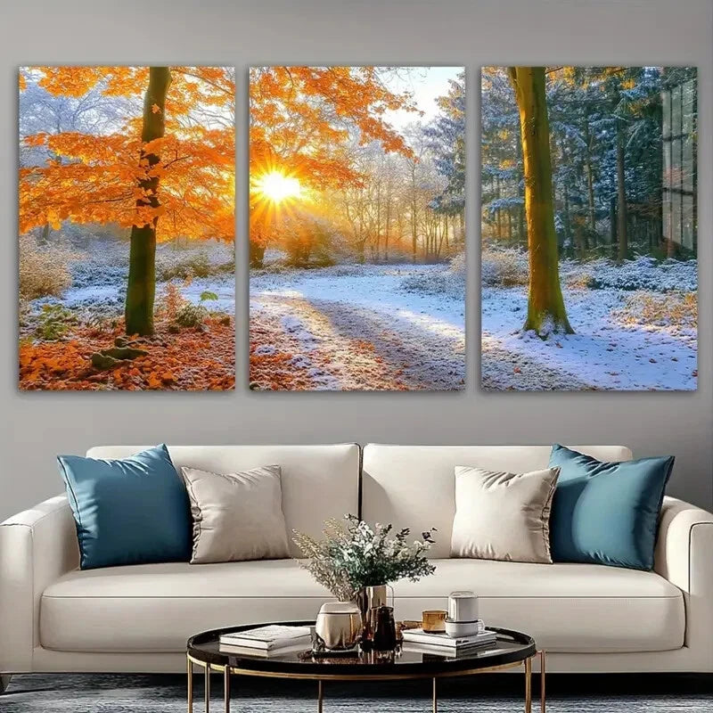 3pcs Stunning Sunrise Forest Nature Metal Print Ready to Hang Art