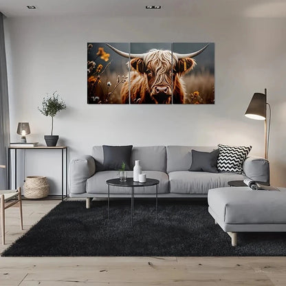 3pcs Rustic Highland Cow Farmhouse Animal Metal Print Ready to Hang Art
