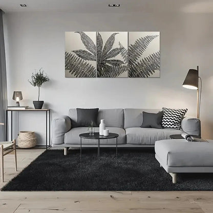 3pcs Modern Abstract Leaf Minimalist Metal Print Ready to Hang Art
