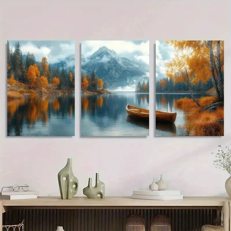 3pcs Scandinavian Scenery Forest Metal Print Ready to Hang Art