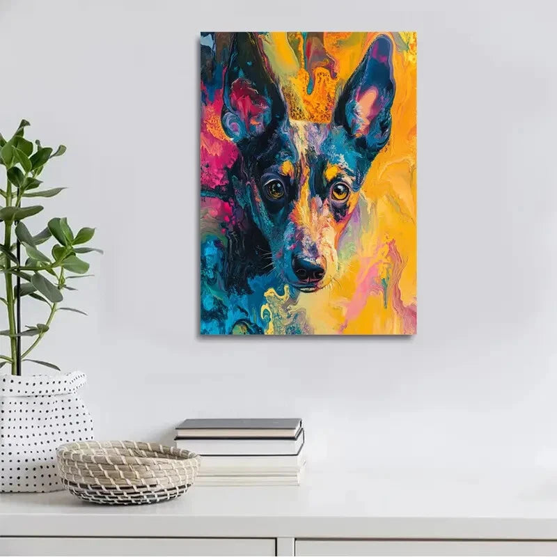 Vibrant Abstract Dog Colorful Painting 40x60cm Metal Print Ready to Hang