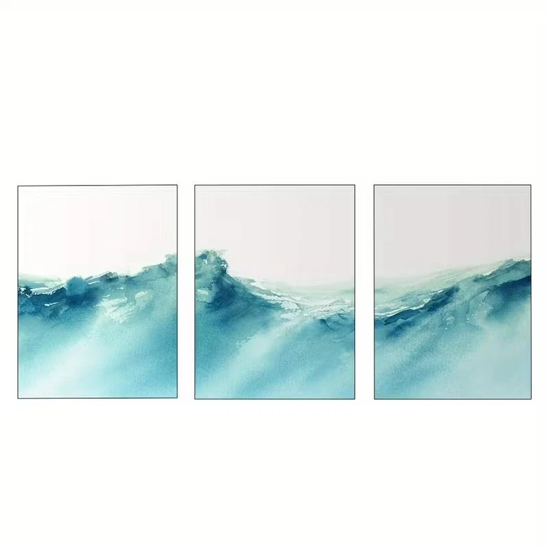 3pcs Ocean Wave Bohemian Sea Paintings Wall Art Set Canvas Fraed 50x70cm - High Quality Print 100% Australian Made Wall Canvas Ready to Hang