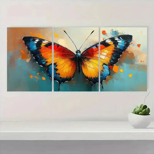 3pcs Boho Chic Abstract Butterfly Wall Art Set Canvas Unframed - High Quality Print 100% Australian Made Wall Canvas